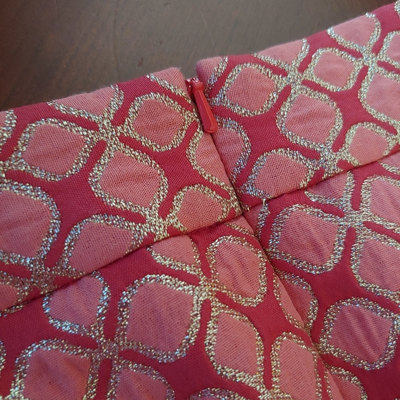 Halogen Coral Metallic Gold Brocade Skirt Size 8 - Picture 4 of 12